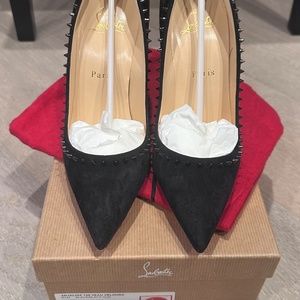 Christian Louboutin, Red bottom, Black, spikes, 37.5